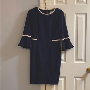 Calvin Klein Navy Blue bell sleeve dress